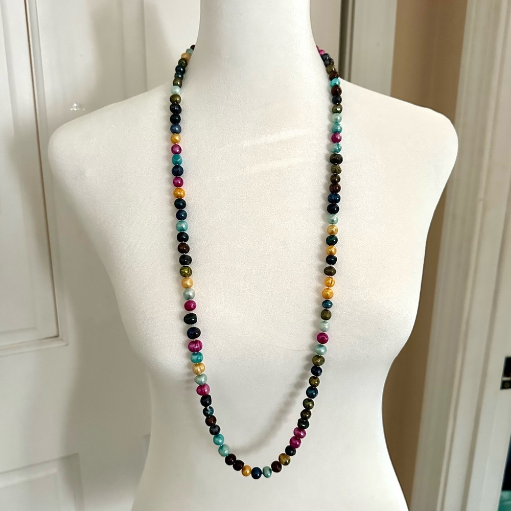 Multicolored Pearl Long Necklace‎